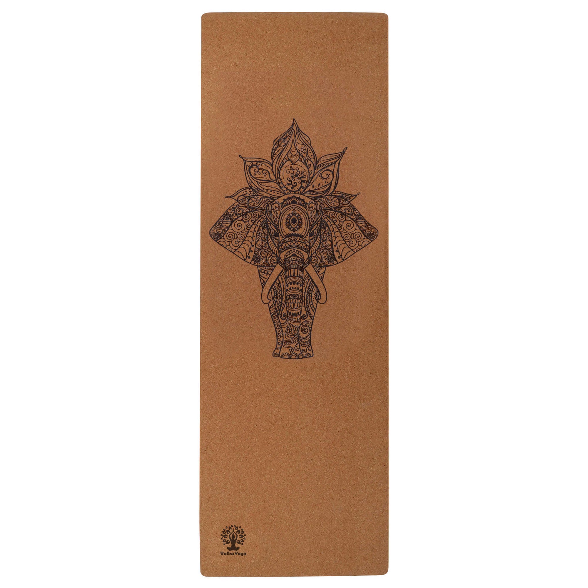 Cork yoga mat with Elephant design