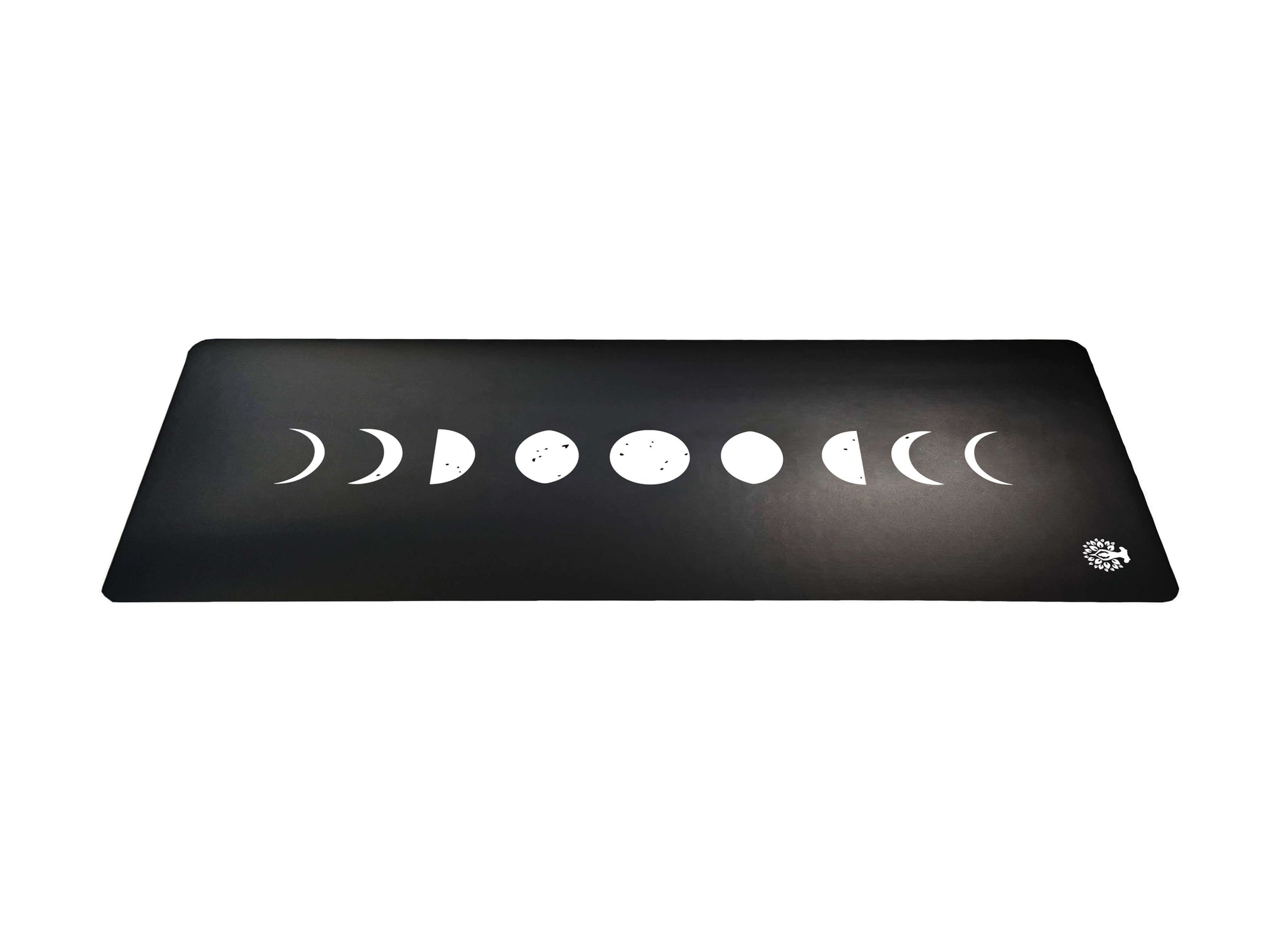 Travel yoga mat with white moon design