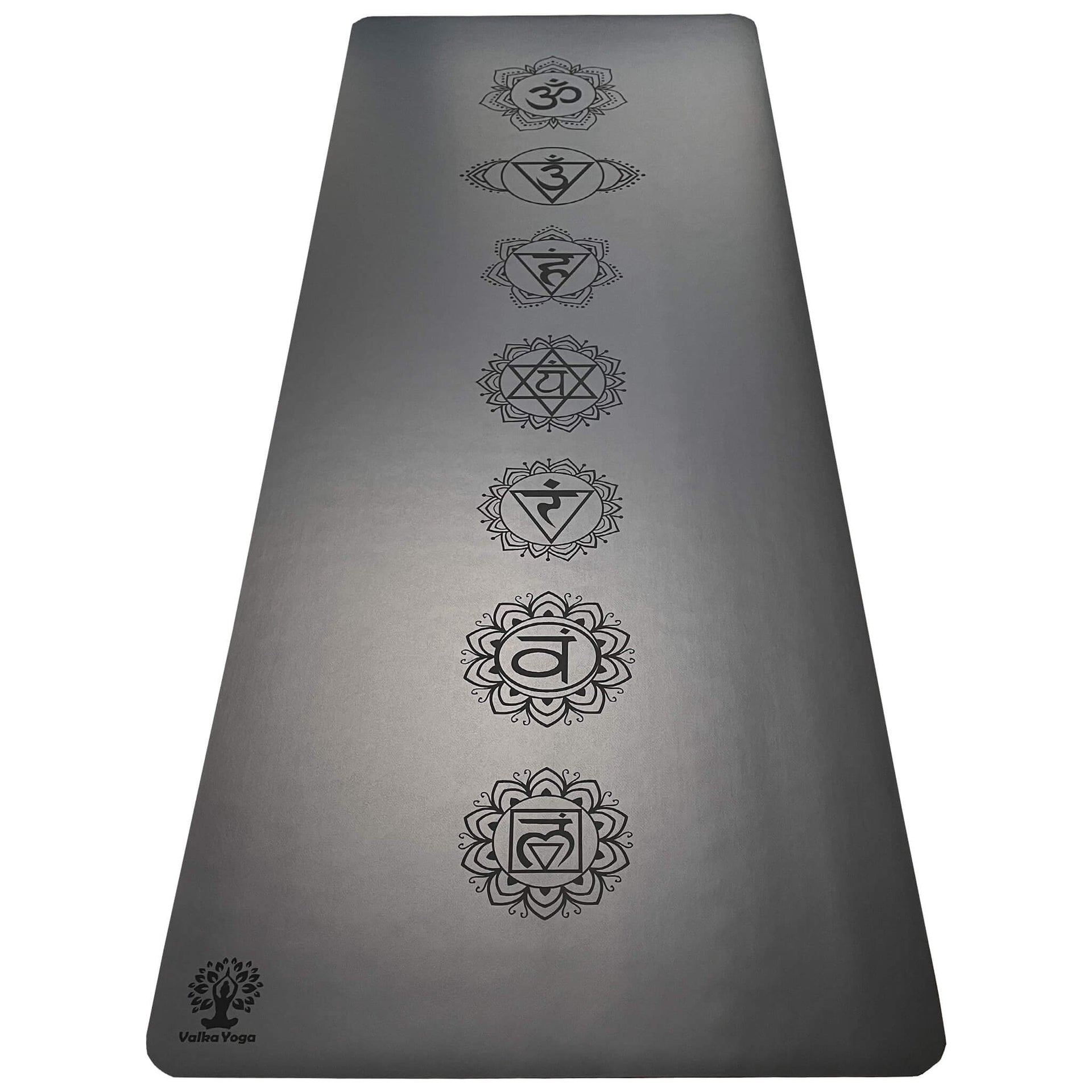 Black Yoga Mat with Chakra Design by Valka Yoga